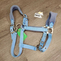Nylon Fleece Lined Breakaway Halter, adj, snap *gc, MISSING Leather Breakaway Strap, clean, stains, rubs & hair
