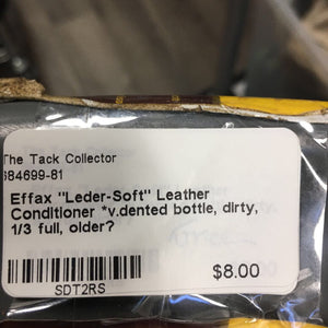 "Leder-Soft" Leather Conditioner *v.dented bottle, dirty, 1/3 full, older?