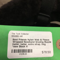 Nylon Web & Fleece Wrapped Noseband Grazing Muzzle - Halter, halter, extra strap, bag *new
