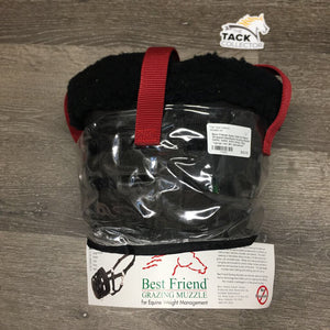 Nylon Web & Fleece Wrapped Noseband Grazing Muzzle - Halter, halter, extra strap, bag *vgc/gc, mnr dirt, discolored, stained & stiff/residue