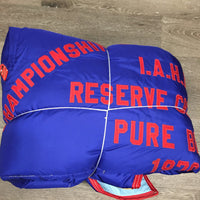 Med Stable Blanket, 2 attach legs, "1979 Competitive Trail Champion" *xc/like new, mnr stains, older
