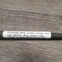 Dressage Whip, leather handle, end cap *gc/fair, dirty, stains, rubs, snags, scrapes
