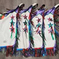 7x Show Rider Group Ponchos & 4x leather Chinks, Wide Cuffs,Tinsel Fringe, sequins *vgc, dirty bottoms