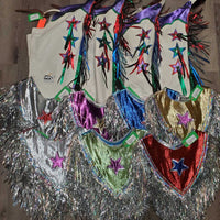 7x Show Rider Group Ponchos & 4x leather Chinks, Wide Cuffs,Tinsel Fringe, sequins *vgc, dirty bottoms