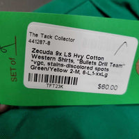 9x LS Hvy Cotton Western Shirts, "Bullets Drill Team" *vgc, stains-discolored spots
