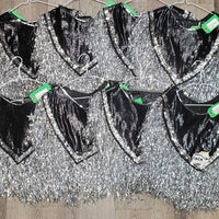 8x Show Rider Group Ponchos,Tinsel Fringe, sequins, 8x Wide Cuffs *gc, rip, loose velcro & tinsel, rubs, smokey