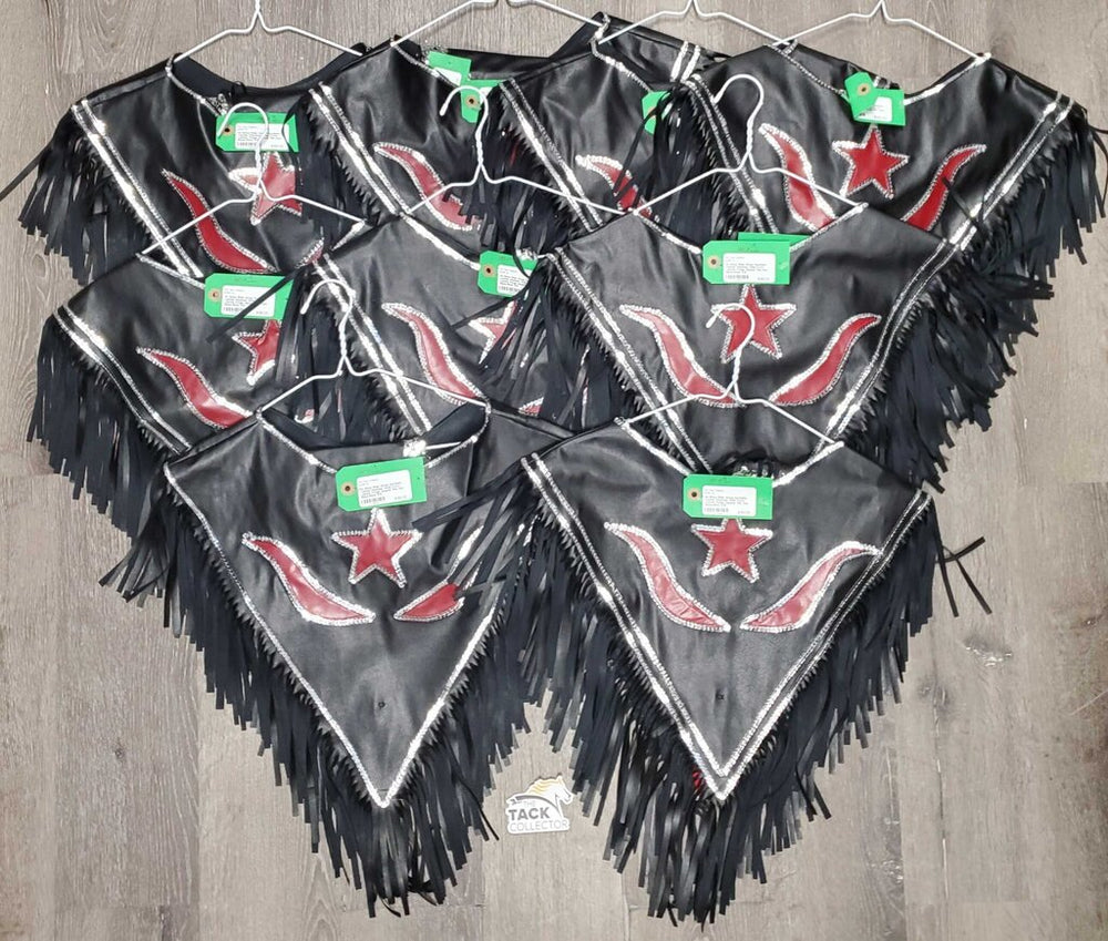 9x Show Rider Group Synthetic Leather Ponchos, Wide Cuffs, Leather Fringe, sequins *like new