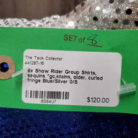 8x Show Rider Group Shirts, sequins *gc,stains, older, curled fringe
