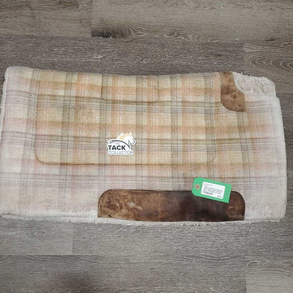Fleece Lined Western Saddle Pad, cutback wither *gc/fair, thin, hair, dirt, v. faded, stains, rubs, pills, clumpy