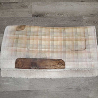 Fleece Lined Western Saddle Pad, cutback wither *gc/fair, thin, hair, dirt, v. faded, stains, rubs, pills, clumpy
