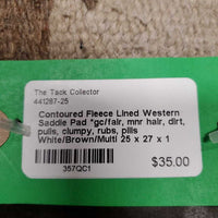 Contoured Fleece Lined Western Saddle Pad *gc/fair, mnr hair, dirt, pulls, clumpy, rubs, pills