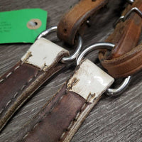 Patent Leather Headstall, Breastcollar, Tie Down Noseband *gc/fair, older, discolored, rubs, stains, stiff, xholes, taped, dirty
