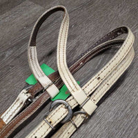 Patent Leather Headstall, Breastcollar, Tie Down Noseband *gc/fair, older, discolored, rubs, stains, stiff, xholes, taped, dirty

