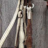 Patent Leather Headstall*gc/fair, older, scrapes, stiff, peeling edge, dirt, twists
