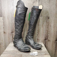 Dress Boots, Zips, Tooled Tops, Punched Toes *fair, v.repaired, rubs, film, scrapes, gouges, holes, missing logo, dirt, scrapes, uneven heels