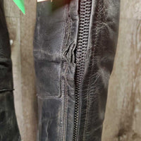 Dress Boots, Zips, Tooled Tops, Punched Toes *fair, v.repaired, rubs, film, scrapes, gouges, holes, missing logo, dirt, scrapes, uneven heels
