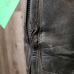 Dress Boots, Zips, Tooled Tops, Punched Toes *fair, v.repaired, rubs, film, scrapes, gouges, holes, missing logo, dirt, scrapes, uneven heels