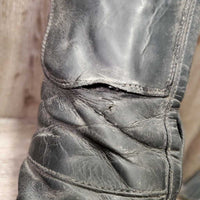 Dress Boots, Zips, Tooled Tops, Punched Toes *fair, v.repaired, rubs, film, scrapes, gouges, holes, missing logo, dirt, scrapes, uneven heels
