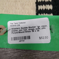 Western Saddle Blanket *gc, clean, stains, mnr hair, snags, pulls, pills