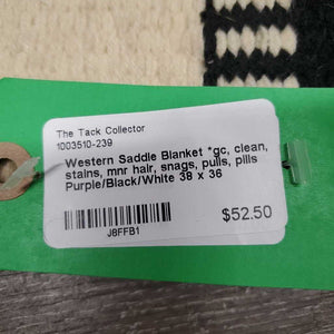 Western Saddle Blanket *gc, clean, stains, mnr hair, snags, pulls, pills