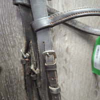 Rsd Bridle, Braided Reins *gc/fair, NO Nose, v.dry, v.stiff, mnr dirt, rubs, scrapes
