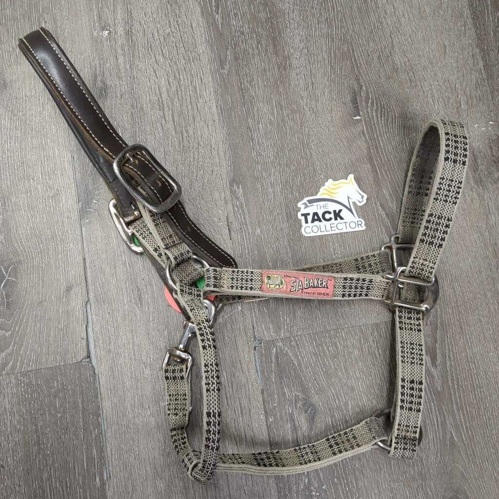 Nylon & Val du Bois Leather Crown Breakaway Halter, snap *gc, dirty, edge rubs/snags, stains *Crown *xc, mnr creases