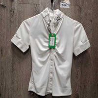 SS Show Shirt, button collar *gc, older, dingy, snags