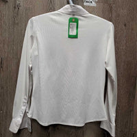 JUNIORS LS Show Shirt, snaps, snap collar *gc, clean, mnr pit stains, older, seam puckers, peeling logo