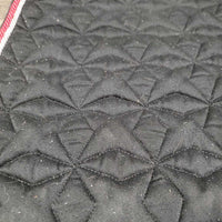 Quilt Jumper Saddle Pad, 2x piping *gc, clean, cut tabs, pilly, faded, rubs, mnr hair, puckers, threads