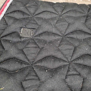 Quilt Jumper Saddle Pad, 2x piping *gc, clean, cut tabs, pilly, faded, rubs, mnr hair, puckers, threads