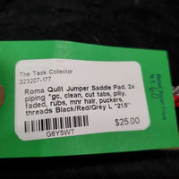 Quilt Jumper Saddle Pad, 2x piping *gc, clean, cut tabs, pilly, faded, rubs, mnr hair, puckers, threads