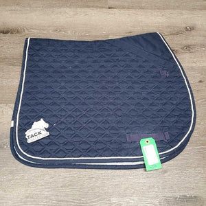 Quilt Jumper Saddle Pad, 1x piping *gc, clean, cut tabs, pilly, threads, undone stitching, rubs, mnr faded, puckers, hair, stains