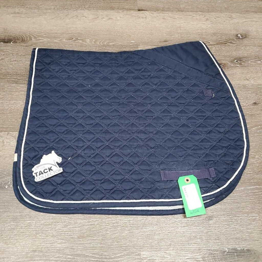 Quilt Jumper Saddle Pad, 1x piping *gc, clean, cut tabs, pilly, threads, undone stitching, rubs, mnr faded, puckers, hair, stains