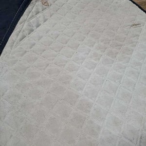 Quilt Jumper Saddle Pad, 1x piping *gc, clean, cut tabs, pilly, threads, undone stitching, rubs, mnr faded, puckers, hair, stains
