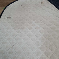 Quilt Jumper Saddle Pad, 1x piping *gc, clean, cut tabs, pilly, threads, undone stitching, rubs, mnr faded, puckers, hair, stains
