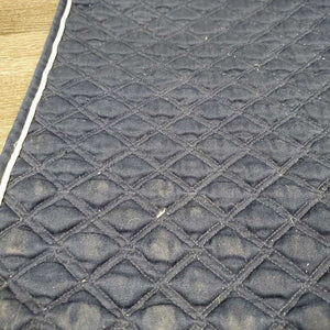 Quilt Jumper Saddle Pad, 1x piping *gc, clean, cut tabs, pilly, threads, undone stitching, rubs, mnr faded, puckers, hair, stains