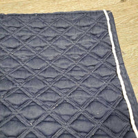 Quilt Jumper Saddle Pad, 1x piping *gc, clean, cut tabs, pilly, threads, undone stitching, rubs, mnr faded, puckers, hair, stains
