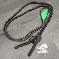 Rsd FS Rubber Web Reins, 2x stoppers *gc/fair, v.dirty, gunky, rubs, thin edges, stains, unstitched ends
