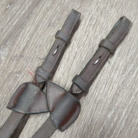 Rsd FS Rubber Web Reins, 2x stoppers *gc/fair, v.dirty, gunky, rubs, thin edges, stains, unstitched ends
