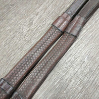 Rsd FS Rubber Web Reins, 2x stoppers *gc/fair, v.dirty, gunky, rubs, thin edges, stains, unstitched ends

