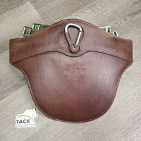 Anatomical Leather Belly Girth, 2x els, caribiner *gc, older, dry, scratches, gouges, stains