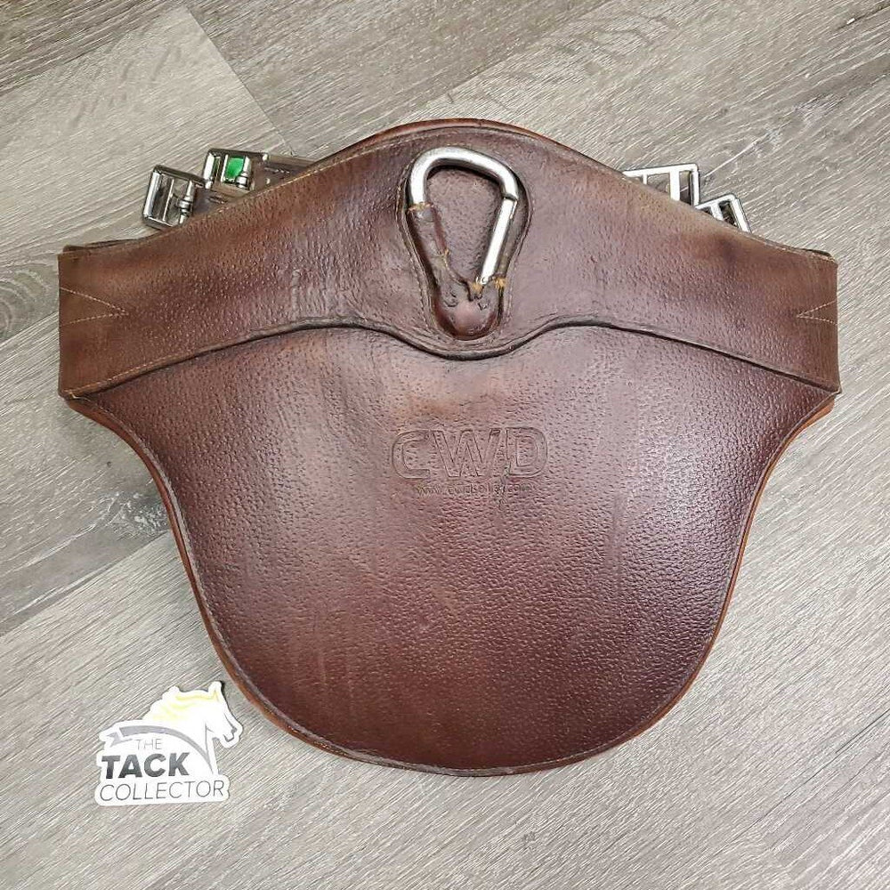 Anatomical Leather Belly Girth, 2x els, caribiner *gc, older, dry, scratches, gouges, stains
