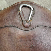 Anatomical Leather Belly Girth, 2x els, caribiner *gc, older, dry, scratches, gouges, stains
