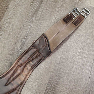 Anatomical Leather Belly Girth, 2x els, caribiner *gc, older, dry, scratches, gouges, stains