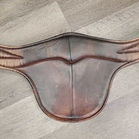 Anatomical Leather Belly Girth, 2x els, caribiner *gc, older, dry, scratches, gouges, stains
