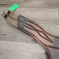 Anatomical Leather Belly Girth, 2x els, caribiner *gc, older, dry, scratches, gouges, stains
