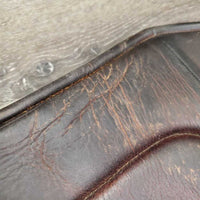 Anatomical Leather Belly Girth, 2x els, caribiner *gc, older, dry, scratches, gouges, stains
