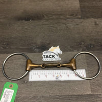 Med French Link Pinchless Loose Ring Bit, large flat Center Lozenge *gc, clean, chewed, stains, discolored, scratches
