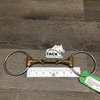Med French Link Pinchless Loose Ring Bit, large flat Center Lozenge *gc, clean, chewed, stains, discolored, scratches
