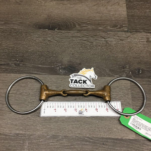 Med French Link Pinchless Loose Ring Bit, large flat Center Lozenge *gc, clean, chewed, stains, discolored, scratches
